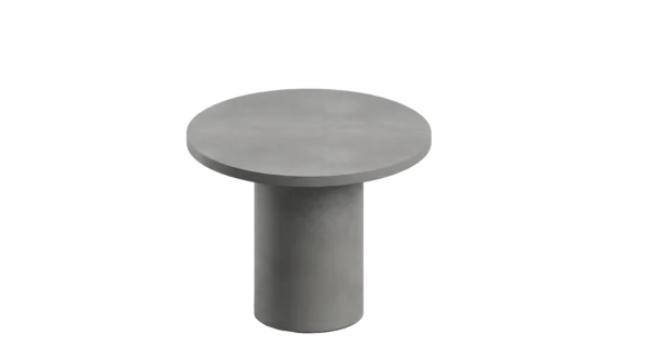 Betontisch mit Zentralsäule aus der Kollektion Concrete Rounded von Betoniu, hier mit runder Platte.