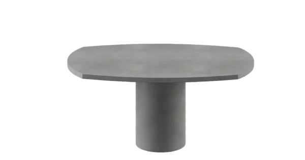 Betontisch mit Zentralsäule aus der Kollektion Concrete Rounded von Betoniu, hier mit einer Platte zwischen Oval und Rechteck.